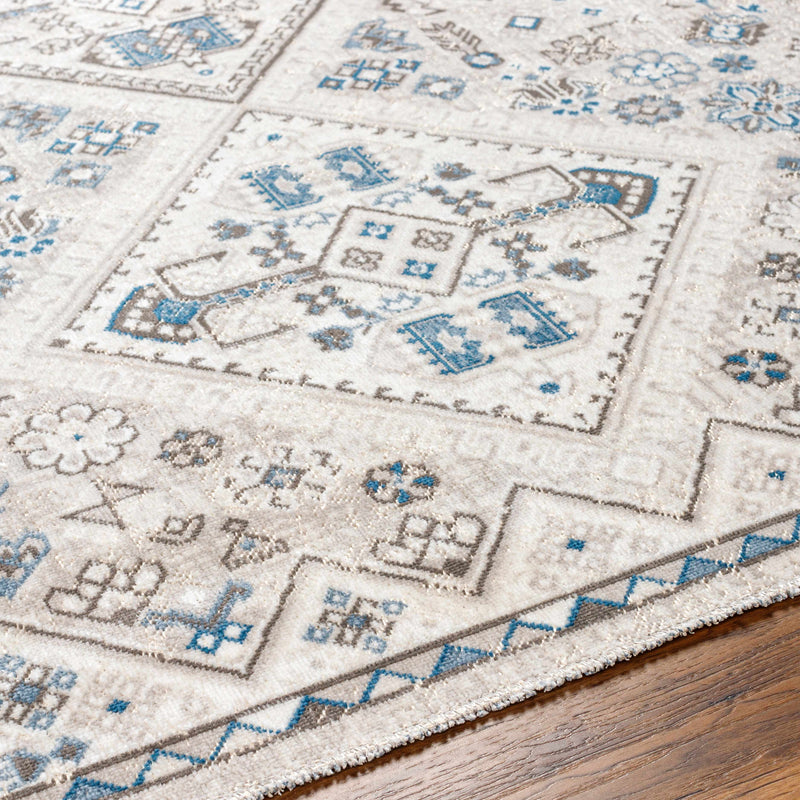 Meja Cream & Blue Washable Area Rug - Clearance