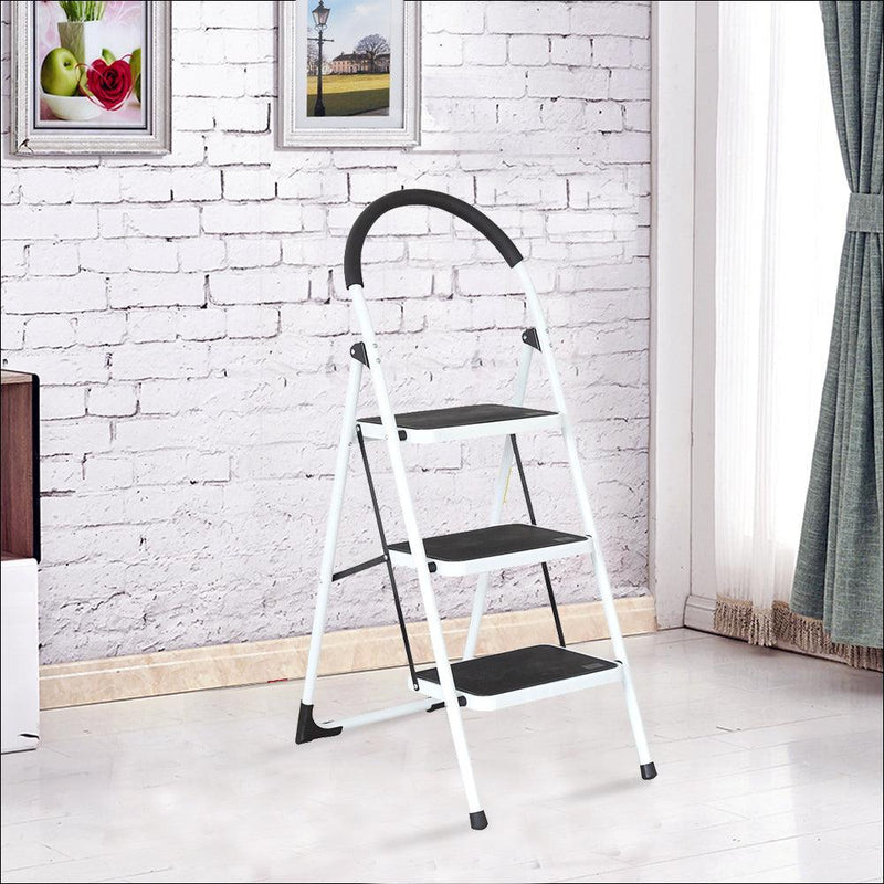 Portable Anti-Slip 3 Step Ladder Folding Lightweight Steel Step Stool Platform 330LBS Capacity