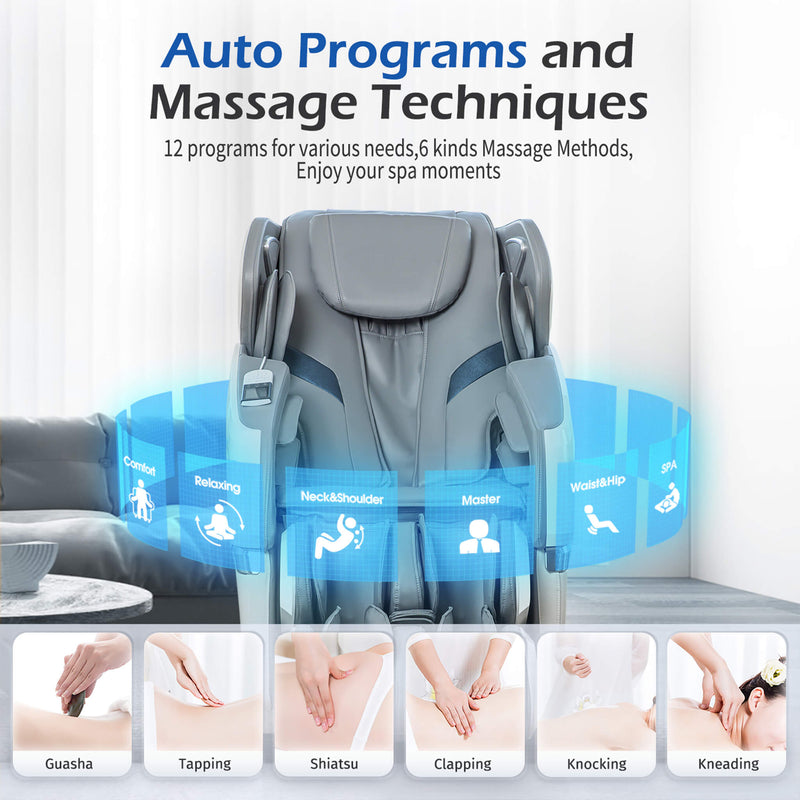 Bosscare Premium Full Body Zero Gravity Massage Chair With Ai Voice And App Control, Gray (SAK35970)
