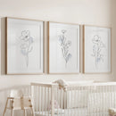 Black and White Botanical Prints. Modern Minimalist Line Art by Wall Art Set