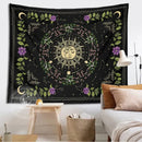 Botanical moon phase floral tapestry – bedroom celestial wall decor by Decorbites