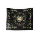 Botanical moon phase floral tapestry – bedroom celestial wall decor by Decorbites