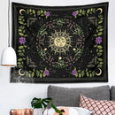 Botanical moon phase floral tapestry – bedroom celestial wall decor by Decorbites