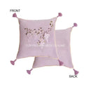 GobekUsa Botanical Wisteria Embroidered Cushion Cover with Tassel