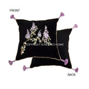 GobekUsa Botanical Wisteria Embroidered Cushion Cover with Tassel