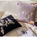 GobekUsa Botanical Wisteria Embroidered Cushion Cover with Tassel