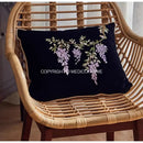 GobekUsa Botanical Wisteria Embroidered Cushion Cover with Tassel