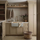 Custom Travertine Double Basin Apron Farmhouse Sink Beige 32 Inches