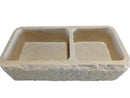 Custom Travertine Double Basin Apron Farmhouse Sink Beige 32 Inches