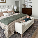 56 Inch Modern Boucle Accent Bench with Round Pillows by Decor Steals