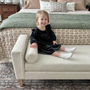 56 Inch Modern Boucle Accent Bench with Round Pillows by Decor Steals
