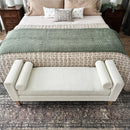 56 Inch Modern Boucle Accent Bench with Round Pillows by Decor Steals