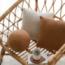 Boucle teddy rust slate and cream throw pillows living room set by Decorbites