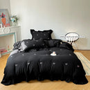 GobekUsa Bow Embroidery Bedding Set with Ruffles