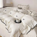GobekUsa Bow Embroidery Bedding Set with Ruffles