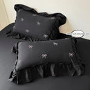 GobekUsa Bow Embroidery Bedding Set with Ruffles