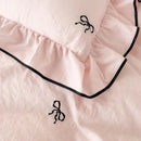GobekUsa Bow Embroidery Bedding Set with Ruffles