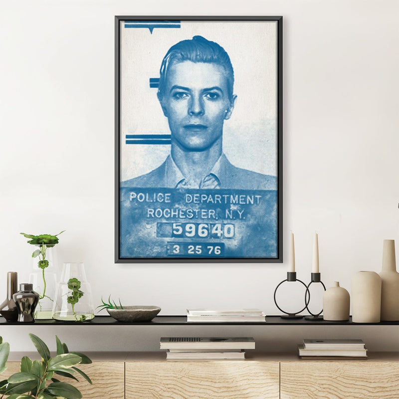 Bowie Mugshot Blue Canvas