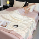 GobekUsa Bowknot Embroidered Summer Bedding Set - Soft & Skin-friendly Quilt, Duvet, Pillowcases