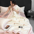GobekUsa Bowknot Embroidered Summer Bedding Set - Soft & Skin-friendly Quilt, Duvet, Pillowcases