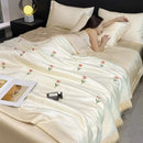 GobekUsa Bowknot Embroidered Summer Bedding Set - Soft & Skin-friendly Quilt, Duvet, Pillowcases