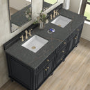 James Martin Lorelai 72" Double Bathroom Vanity, Black Onyx