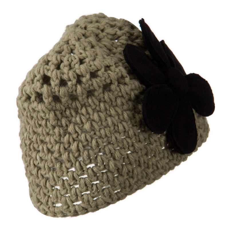 Woman's Bio Polar Fleece Flower Beanie