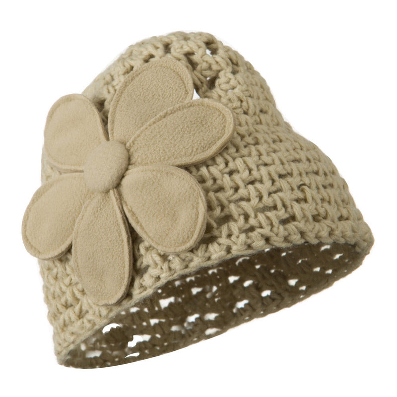 Woman's Bio Polar Fleece Flower Beanie