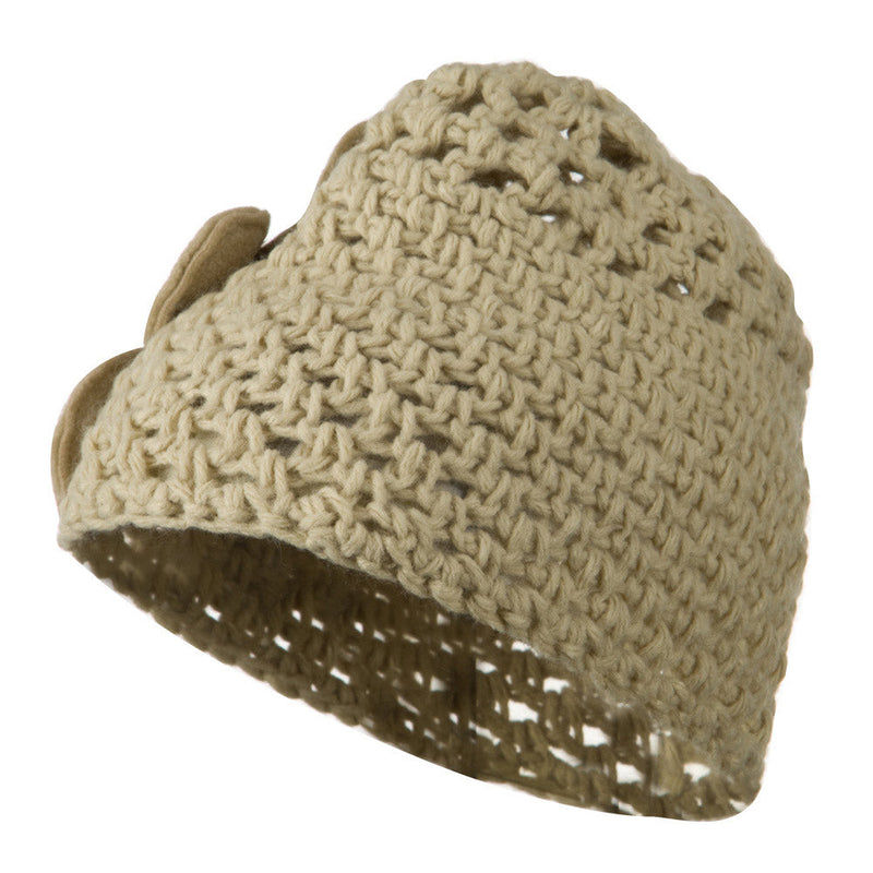 Woman's Bio Polar Fleece Flower Beanie