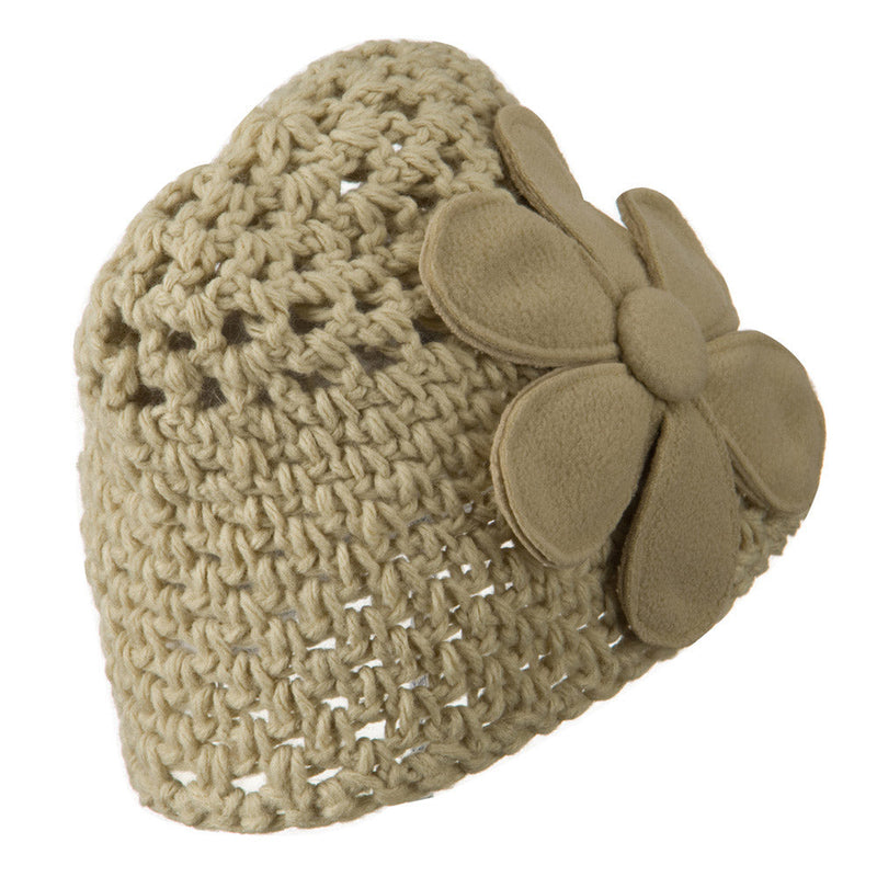 Woman's Bio Polar Fleece Flower Beanie