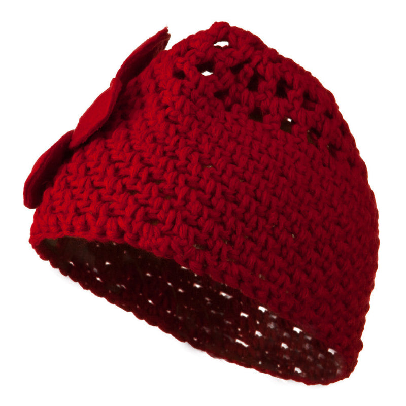 Woman's Bio Polar Fleece Flower Beanie
