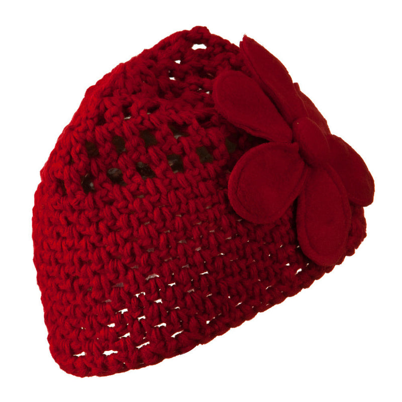 Woman's Bio Polar Fleece Flower Beanie