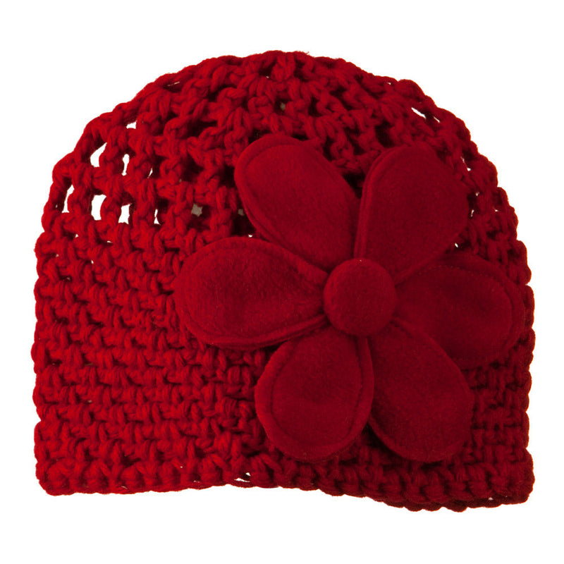 Woman's Bio Polar Fleece Flower Beanie