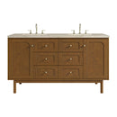 James Martin Laurent 60" Dual Mount Double Bathroom Vanity, Honey Oak