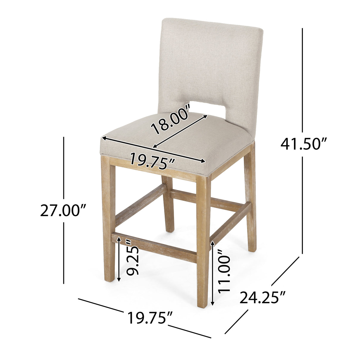 27 Inch Counter Stools, Set of 2, Fabric, photo 5 of 10