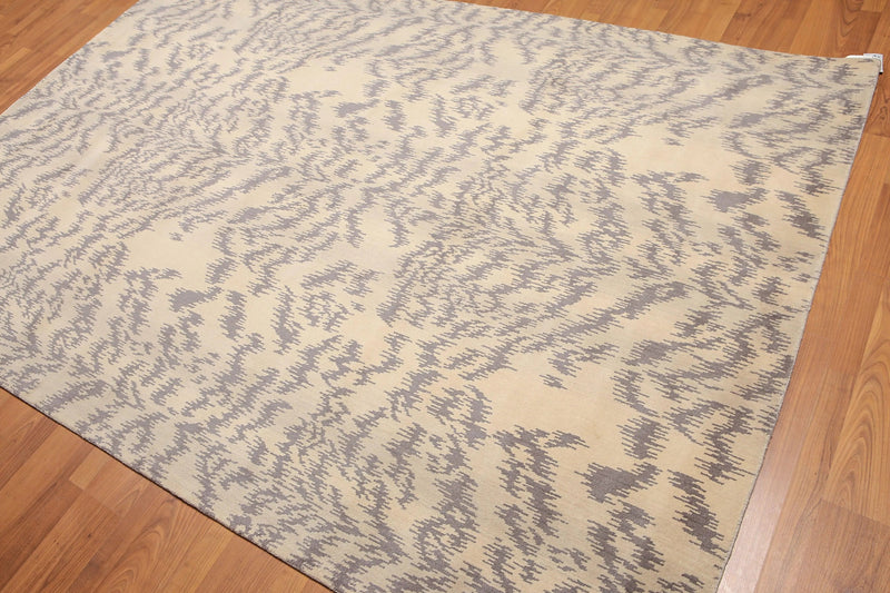 6' x 9' Hand Knotted Modern Abstract 100% Wool Area rug Beige