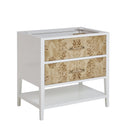 James Martin Olena 36" Single Bathroom Vanity, Polished White and Light Mappa Burl