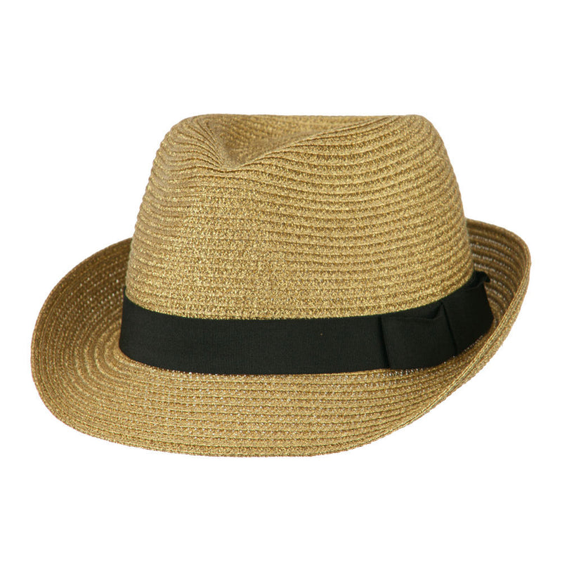 Women's Metallic and Black Ribbon Fedora