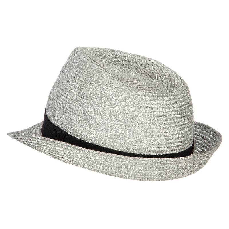 Women's Metallic and Black Ribbon Fedora