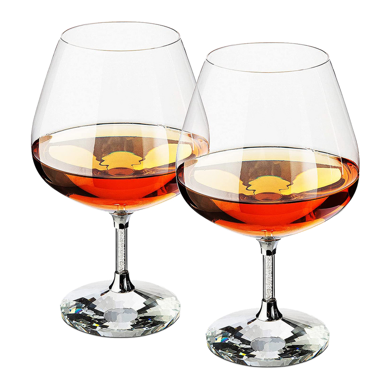 Diamond Brandy Snifters Whiskey Glasses Set of 2 - For Drinking Whiskey, Liquor, Bourbon, Perfect For Any Bar or Party 12oz Diamond Glasses by The Wine Savant -