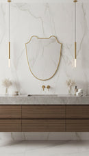 Antique Brass Italian Shield Wall Mirror - Luxurious Bathroom Mirror