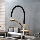 GobekUsa Dual Spout Dual Handles Kitchen Faucet with Hot and Cold Mixer for Pure Water