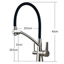GobekUsa Dual Spout Dual Handles Kitchen Faucet with Hot and Cold Mixer for Pure Water