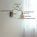 GobekUsa Ceramic LED Wall Light Rotatable Walnut Bedside Lamp