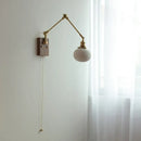 GobekUsa Ceramic LED Wall Light Rotatable Walnut Bedside Lamp