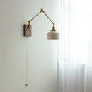GobekUsa Ceramic LED Wall Light Rotatable Walnut Bedside Lamp
