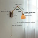GobekUsa Ceramic LED Wall Light Rotatable Walnut Bedside Lamp