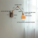 GobekUsa Ceramic LED Wall Light Rotatable Walnut Bedside Lamp