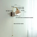 GobekUsa Ceramic LED Wall Light Fixture White Copper Walnut Ash Bedside Lamp