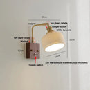 GobekUsa Ceramic LED Wall Light Fixture White Copper Walnut Ash Bedside Lamp